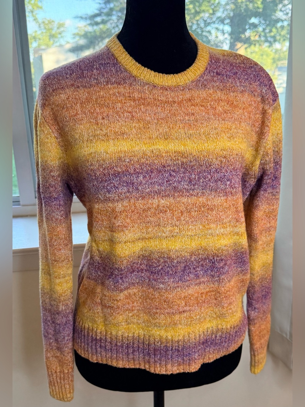 Marine Layer Kora crewneck preppy sweater sunset colors XS EC